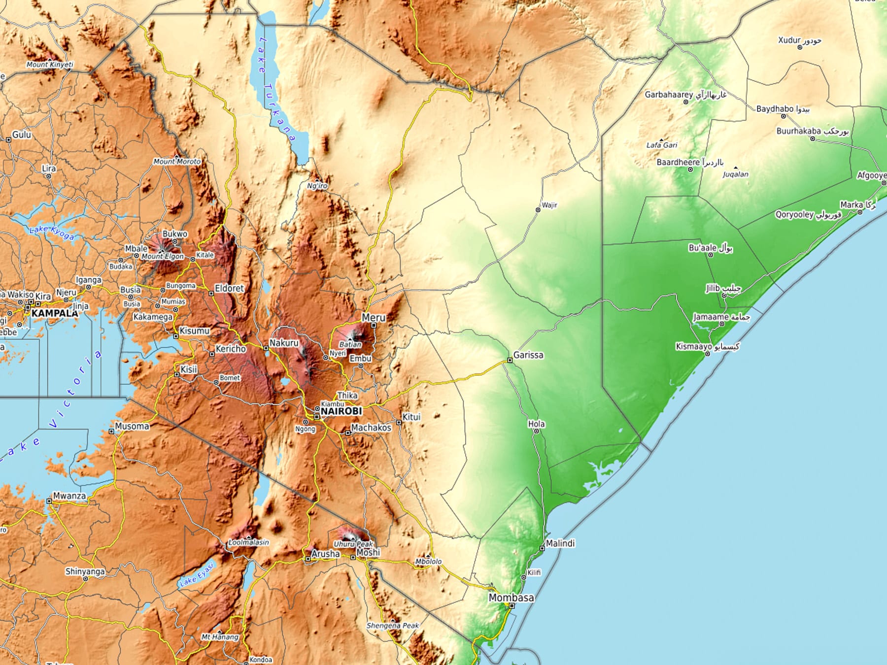 The topology of Kenya has an impact on climate and temperatures.